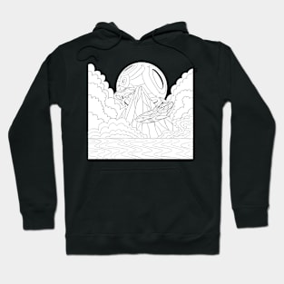 space sharks black and white Hoodie